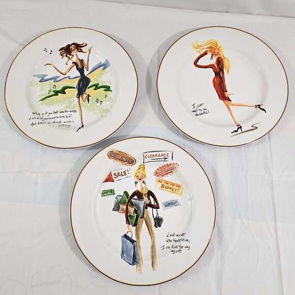 Sakura Glamour Girls Stoneware 8 1/4” Salad Luncheon Plates - Set of 3 - Picture 13 of 16